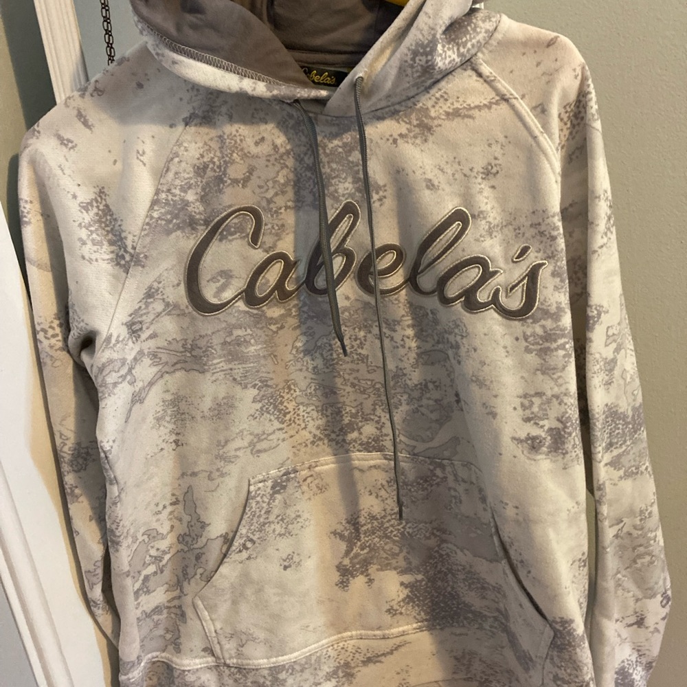 White & gray cabelas woman’s medium hoodie